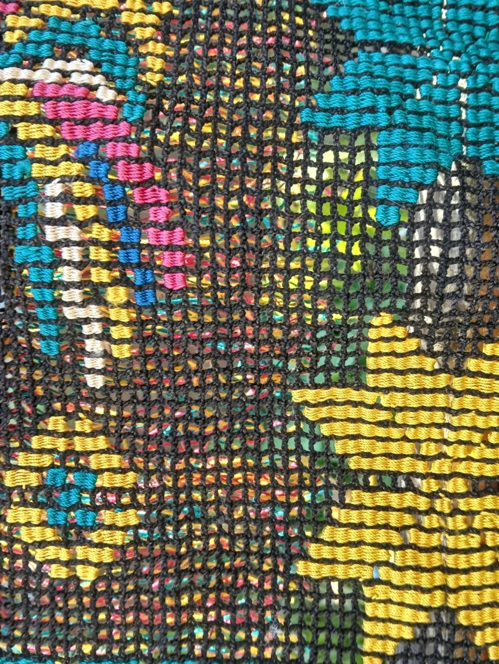 Vintage 1940s Textiles Roosters Hand Made WovenWall Hanging Table Top